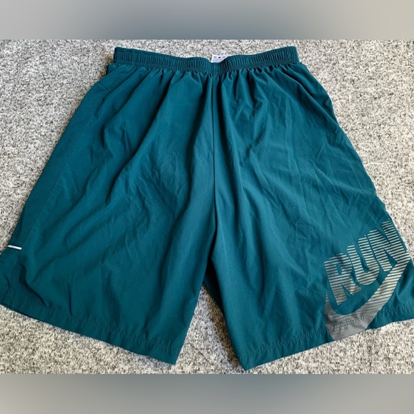 NIKE RUN LOGO MENS TEAL TRAINING SHORTS - SIZE MEDIUM - RUNNING SHORT ACTIVEWEAR - Picture 5 of 10